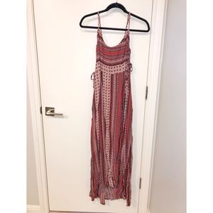 Red patterned maxi dress